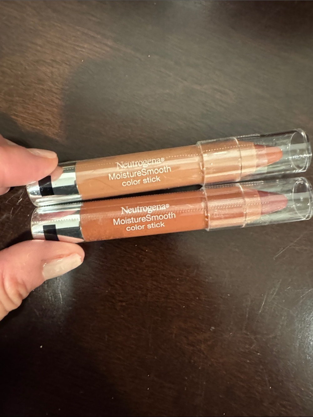 Neutrogena MoistureSmooth Color Sticks — Nude and Peachy Brown Shades